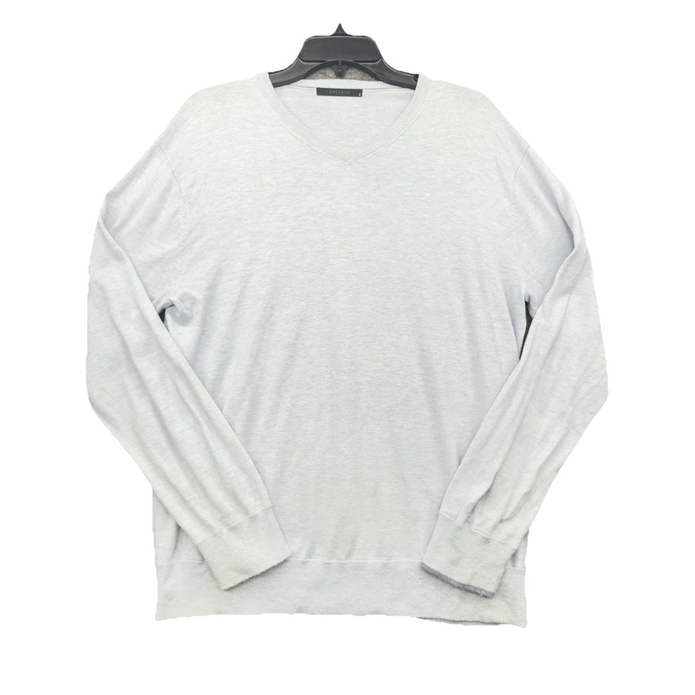 Greyson Sweater Mens Small Golf Wolf  Blue‎ Silk Blend V Neck Pullover Knit